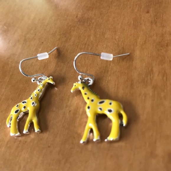 Giraffe Earrings New Yellow Brown Spots Safari - Picture 2 of 7